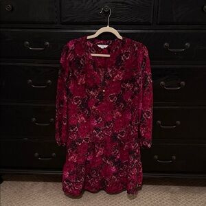 Time and Tru Raspberry Floral Blouse